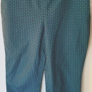 LOFT side-zip ankle pant, Sz 12. Teal and black.